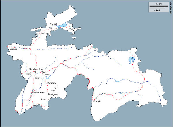 Map of Tajikistan